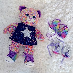 Neon spotted leopard Build-A-Bear with accessories